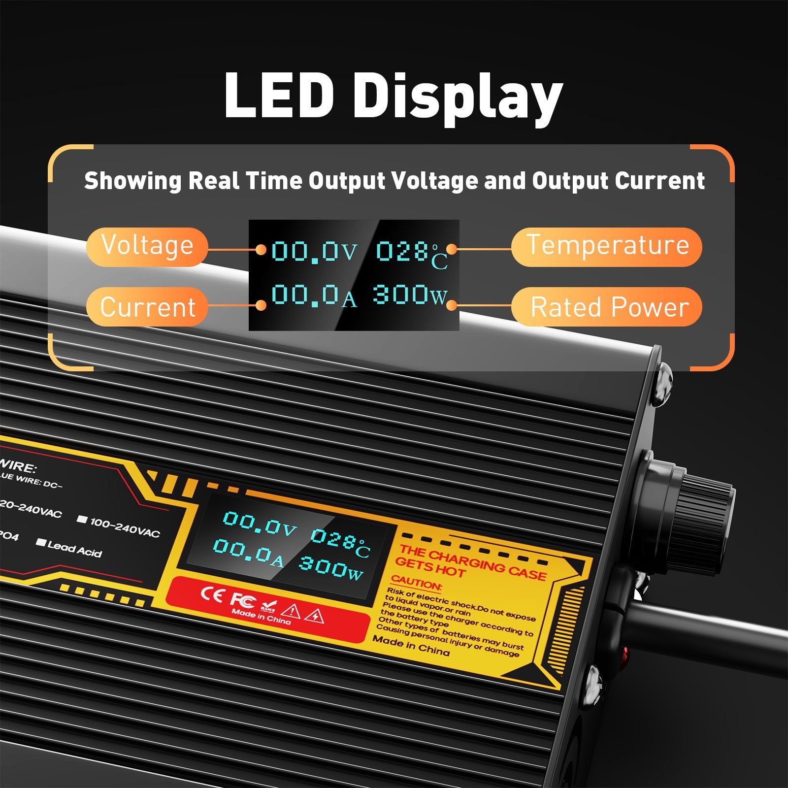 Suraziki LiFePO4 43.8V 6A Battery Charger for 36V/38.4V Lithium Iron Phosphate Batteries, LED Display, Full Protection