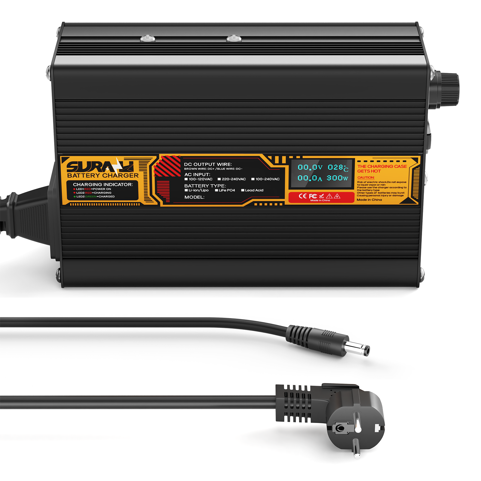 Suraziki Lead Acid Battery 72V 3.5A Battery Charger for 72V Lead Acid AGM GEL Deep Cycle and Auto Starting Batteries, LED Display, Full Protection，Aluminum alloy shell